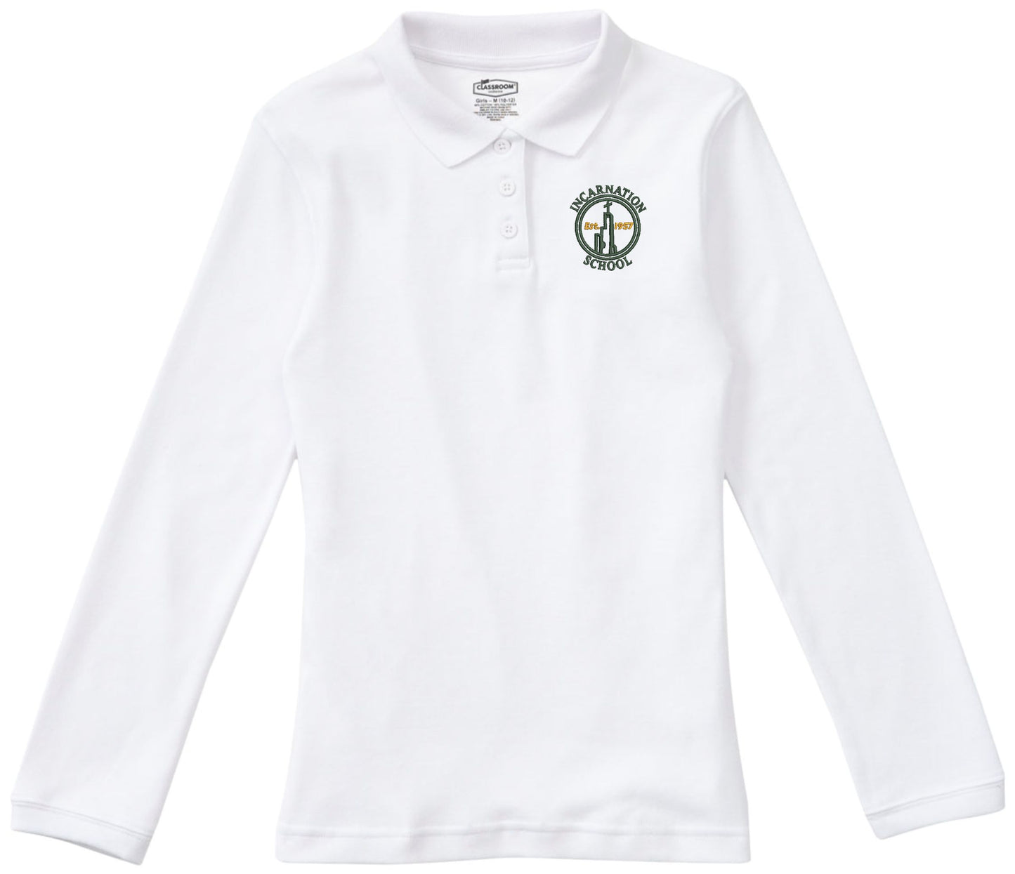 Girls - Long Sleeve Interlock Polo - Youth