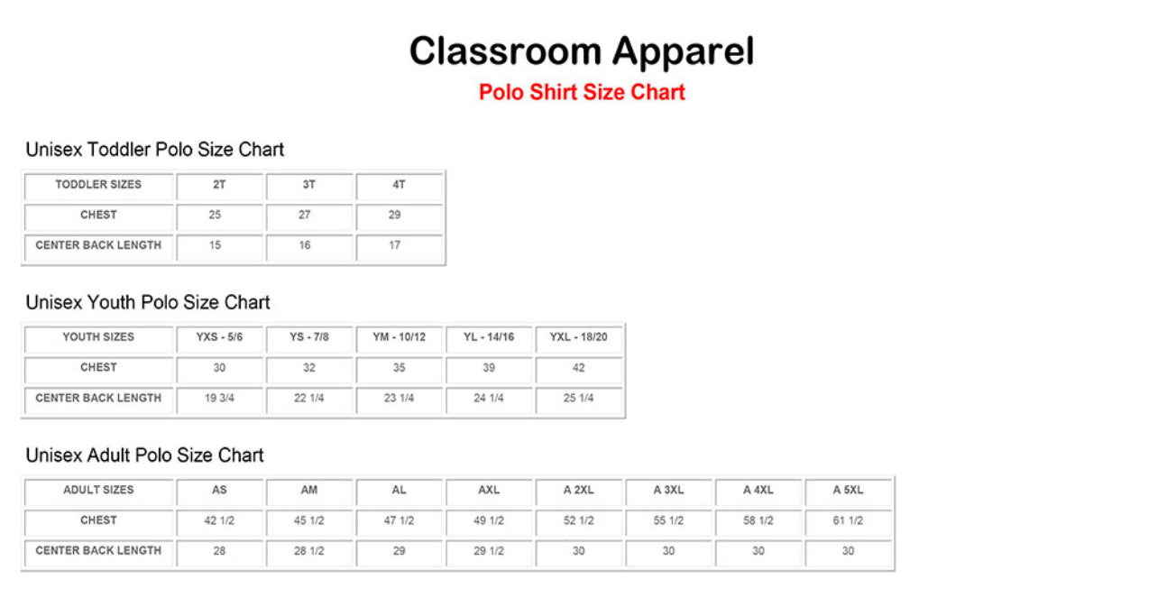 7th/8th Grade Pique Polo - Youth and Adult